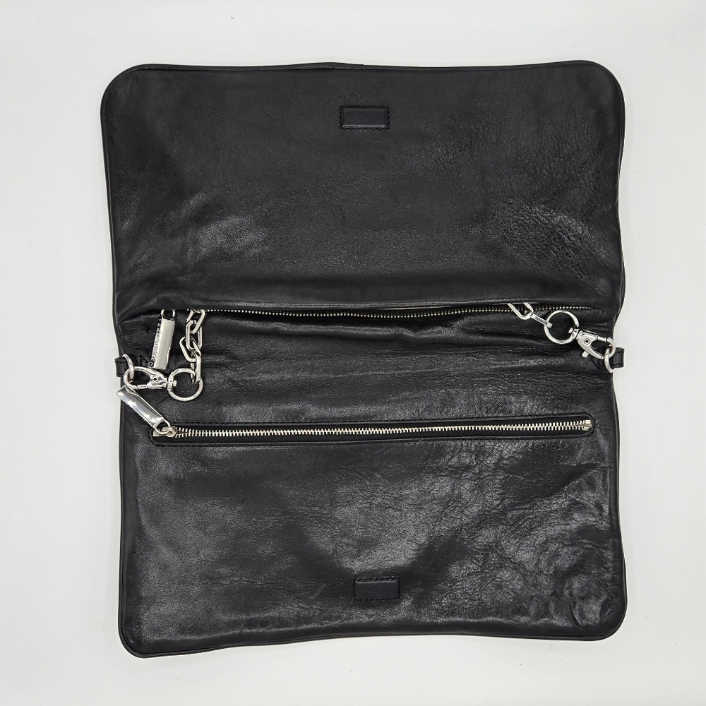 Tory Burch black leather Reva clutch bag like new! EUC! Silver tone hardware. - Picture 5 of 10